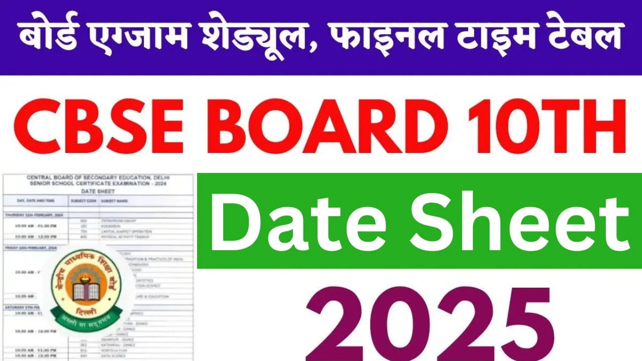 CBSE Date Sheet 2025: Class 10, 12 Exam Date Sheet Download PDF